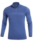 Sykooria Men's Roll Neck Jumpers Half-Zip Long Sleeve Winterpullover Cotton Soft 1/4 Zip Sweater Knit Ribbed Polo Neck Tops Casual Work Stand Up Collar Sweatshirt, Cobalt Blue S