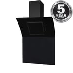 SIA 90cm Black Touch Control Curved Angled Cooker Hood Fan And Glass Splashback