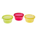 Freezer Lot de 3 boîtes rondes en plastique résistant pour la maison et le voyage, avec couvercle, Empilables, coloris assortis, lavables au lave-vaisselle