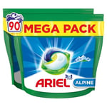 Ariel 3in1 PODS, Lessive Liquide En Capsules 90 Lavages, Alpine, Dissolution Rapide, Impeccable A Froid et En Cycle Court