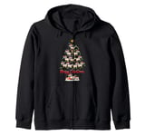 Siamese Cat Xmas Lighting Santa Siamese Cat Christmas Tree Zip Hoodie