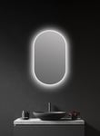 Talos Miroir LED Ovale Blanc 45 x 75 cm – Convient pour Les pièces humides de Votre Salle de Bain – Miroir Mural avec lumière ambiante – avec Cadre en Aluminium de qualité supérieure