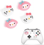 Thumbsticks Pour Ps5 Pour Ps4 Manette,Cute Anime Thème Silicone Joystick Grips Caps Accessoire Pour Xbox Series X/S, Xbox One, Switch Pro Controller,4 Pcs-Lapin Et Chaton