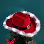 Julklappsfjäder med LED-lampor Cowboyhatt Röd Western Cowboy Röd Hatt Jultomte Borsttrimmade Ljushatt