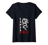 Womens Dragon Sanda Chinese Boxing V-Neck T-Shirt