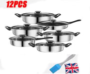 12Pcs/Set Non Stick Saucepan Cookware Set Cooking Pot Frying Pan With Lids Tool