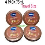 Vaseline Intensive Care Cocoa Glow Body Cream 75ml, 4 PACK, Travel Size