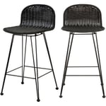 Rendez-vous Déco - Chaise de bar mi-hauteur 63 cm en résine tressée noire (lot de 2) - jigani