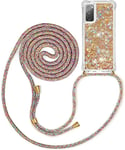 Collier Pour Samsung Galaxy S20 Fe Coque -Dégradé Glitter Liquide Filles Femmes Étui Étincelle Étui À Bandoulière Et Cordon Collier Avec Réglable Cordon Lanière Pochette