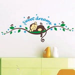 Ambiance Sticker Autocollant Muraux Décoration Adhésifs Animaux Singe Dormeur Sticker Murale pour Bébé, Chambre d'enfant et Salon - H70 x L50 cm