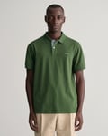 Gant Mens Regular Fit Short Sleeve Contrast Pique Rugger - Forest Green - Size Medium