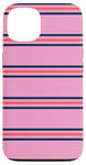 Coque pour iPhone 13 Rose Bleu Marine Rayé Girly Esthétique Preppy Stripe