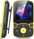 32Go Mp3 Bluetooth 5.3 Avec Clip, Lecteur Mp3 Baladeur Sport Portable Hifi, Lecteur Musique Avec Bouton Volume, Radio Fm/Podomètre/Enregistreur Vocal, Externe Jusqu'À 128Go-Jaune