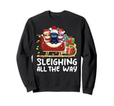 Sleighing All the Way Christmas Family Cat Funny Xmas Sweatshirt