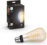 Philips Hue White Ambiance Filament Single Smart LED ST72 Large Bulb [B22 Bayonet Cap] - 550 Lumens. Works with Alexa, Google Assistant and Apple Homekit