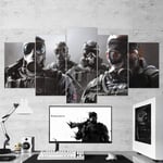 Tom Clancy's Rainbow Six Siege Smoke Sledge Mute Thatcher 5 pieces wall art canvas for living room Home Wall Decoration 5 panel canvas picture for bedroom Background art Decor xxl 150x80CM Framework