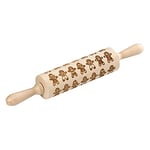Tala Originals FSC Beechwood Large Revolving Rolling Pin with Engraved Snowflake Patterned Design, 38cm x 6cm,Natural,10B31448