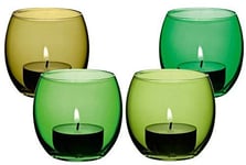 LSA Coro Tealight Holder H6.5cm Leaf Assorted | Set of 4 | Hand Painted Glassware | CZ23