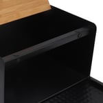 (Black) Wooden Bread Bin Bread Storage Bin Large Capacity Heavy Duty For