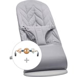 BabyBjörn Bliss Woven Bundle -sitteri + lelu, Light Grey/Googly Eyes(pastelli)