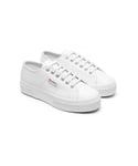 Superga Unisex Womens/Ladies 2740 Tumbled Leather Platform Heel Trainers (White) - Size UK 4