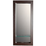 Cedam - Miroir de salle de bain 90x40 cm en bois couleur wengé avec étagère fixation murale