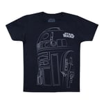 Star Wars Official Boys Kids Short Sleeve T-shirt - R2d2 Outline Print - Navy