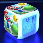 Wabjtam Super Mario 3 Inch Small Size Mini Led Digital Pojkar Anime Väckarklocka Barn Sovrum Inredning Datum, tid, temperatur