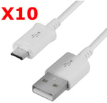 X10 Cable Usb / Micro Usb Blanc Pour Samsung Sony LG Wiko Huawei HTC Nokia Asus 