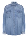 Over Fit Denim Western Shirt Tops Shirts Long-sleeved Blue Polo Ralph Lauren