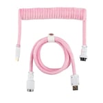 EPOMAKER FurMix Câble de Clavier Enroulé Personnalisé, Câble USB-C vers USB-A de 1,5 m à Double Gaine pour Clavier Mécanique, avec Connecteur Aviateur Métallique Amovible à 5 broches (Rose, FurMix)