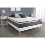 Actisom - Ensemble matelas actiflex plus 140x200 Ressorts ensachés+Mémoire de forme Maxi épaisseur 7zones confort + sommier kit blanc