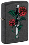 Zippo Lighter, Black Crackle Rose Dagger, One Box