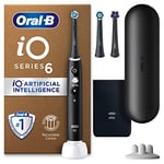 Oral-B iO6 Electric Toothbrushes For Adults, 3 Toothbrush Heads, Travel Case & Toothbrush Head Holder, 5 Modes With Teeth Whitening, 2 Pin UK Plug, Black