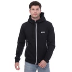 Hugo Boss Mens 3D Moulded Logo Zip Up Hoodie in Navy Cotton - Size Medium