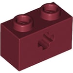 Brick 1 x 2 with Cross Hole (Dark Red)