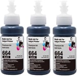 664 Cartouche Encre Compatible pour Epson T664 T6641 Noire Bouteille d' Encre pour ET-2500 ET-2550 ET-2600 ET-2650 ET-4500