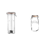 Kilner Faucetted Glass Spaghetti Dispenser, 2.2 L & 2 Litre Round Clip Top Jar