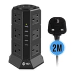 Tower Extension Lead, Te-Rich 12 Gang Surge Protector Multi Plug Power Strip 5