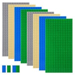 shineFinder 8 base Plates Compatible with Lego, Baseplate 5"x10" with 16 x 32 stud board (Multicolor)