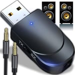 Retoo Adaptateur Bluetooth USB 5.0 EDR - Émetteur et récepteur avec clé à dongle et câble audio de 3,5 mm pour PC, ordinateur portable, TV, casque, autoradio, téléphone portable, adaptateur audio sans