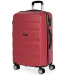 ITACA - Rigid Suitcase Medium Size - ABS Medium Suitcase 65cm Hard Shell Suitcase - Lightweight 20kg Suitcase with Combination Lock - Lightweight and Resistant Travel Medium Size Suitcase, Coral