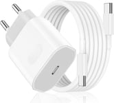 Chargeur Rapide Pour Iphone 16/16 Pro/16 Pro Max/16 Plus/15/15 Pro/15 Pro Max/15 Plus/Ipad Pro/Ipad Air,Prise Adaptateur Secteur Embout Usb C 27 W Avec Cable Usb-C 2M