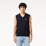 Lacoste Pull sans manche torsadé coton Taille XXL Bleu Marine/vert