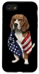 Coque pour iPhone SE (2020) / 7 / 8 Beagle Dog Patriot Wrap dans le drapeau des USA American Spirit