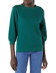 Amazon Essentials Women's French Terry Fleece Sleeve Detail Crewneck Sweatshirt, Dark Green, M