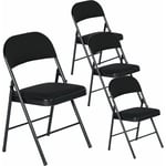 Eggree - Lot de 4 Chaises pliantes noires en fellce + métal Style Industriel