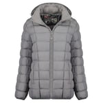 Geographical Norway Babette Lady Short Parka Longue Epaisse Chaude Femme Automne Hiver - Manteau Fin Capuche Fausse Fourure - Blouson Coupe Vent - Doudoune Elegante Femmes (Gris Clair S)