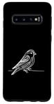 Coque pour Galaxy S10 Line Art Oiseau et Ornithologue Pin Siskin