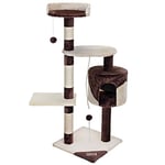 BAKAJI Albero Tiragraffi per Gatti in Sisal e Peluche Parco Giochi Gatto Con Cuccia Pali Graffiatoio e 3 Piattaforme Dimensioni 112 x 67 x 55 cm Colore Crema e Marrone